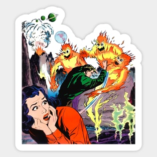 Fighting Fire Ghosts Forbidden Worlds Exploring the Supernatural Retro Vintage Comic Book Sticker